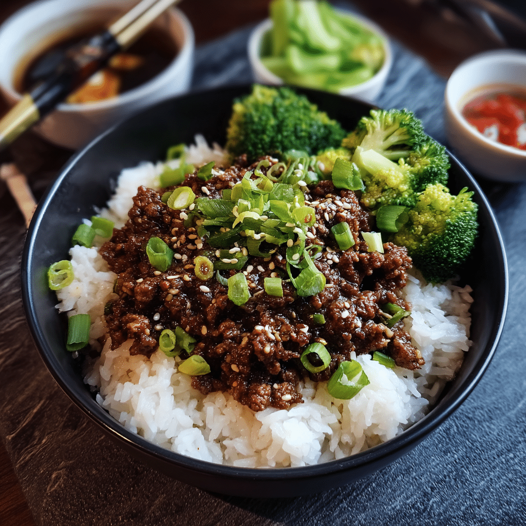 Ground beef and rice recipes with green onions and broccoli