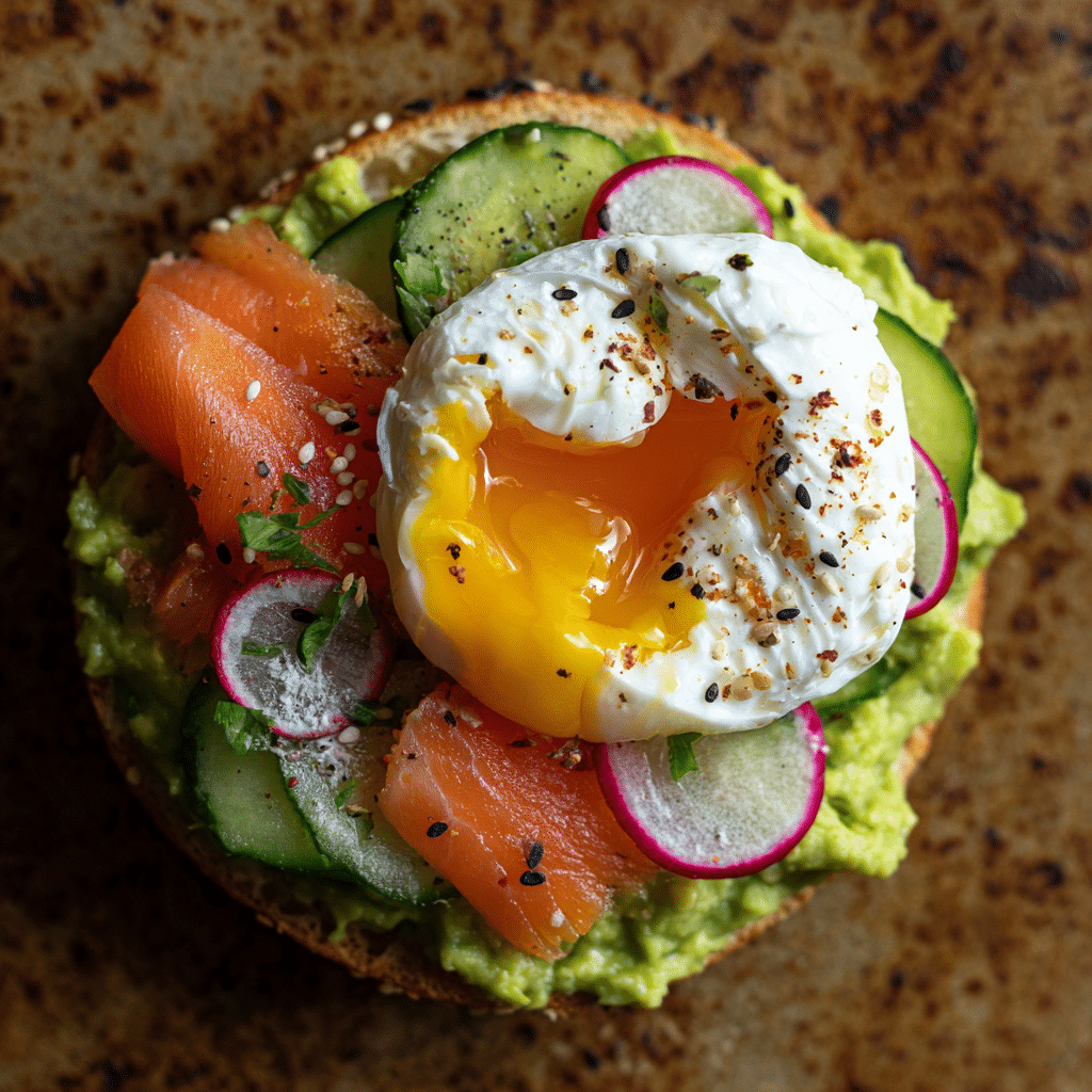 Homemade Smoked Salmon and Avocado Bagel