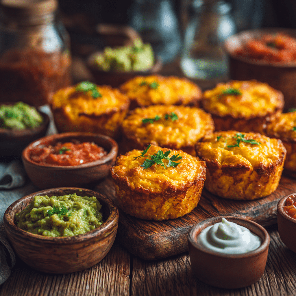 Amazing Taco Cupcakes: Quick & Easy Recipe 2 Close-up of golden baked taco cupcakes in a muffin tin topped with melted cheese and fresh green onions