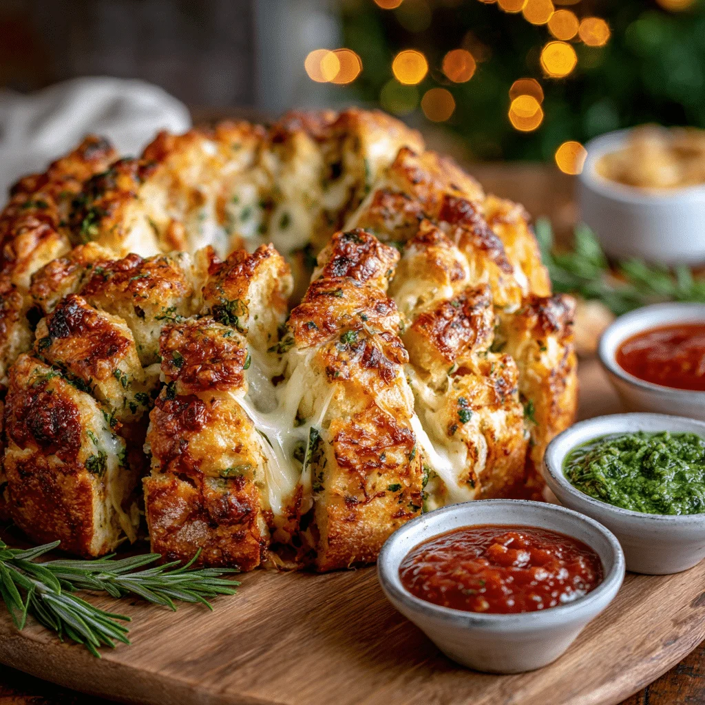 Easy Cheesy Pull-Apart Christmas Tree Bread 2 Top view of slow cooker filled with roasted red potatoes with garlic, olive oil, and Italian seasoning